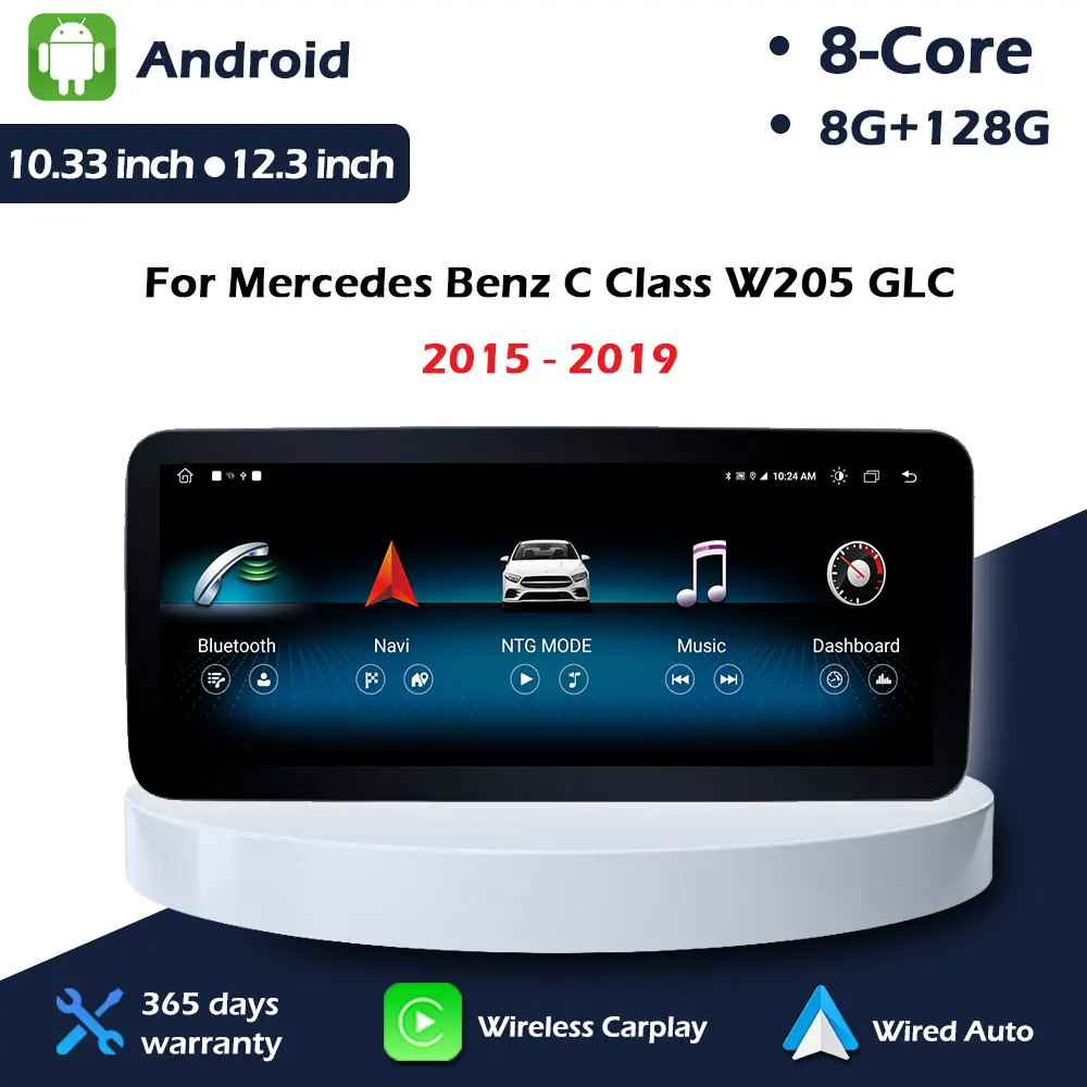 Android 14 Wireless CarPlay For Mercedes-Benz C Class W205 GLC 2015 - 2019 NTG 5.0 System Auto Navigation GPS Multimedia NO 2DIN