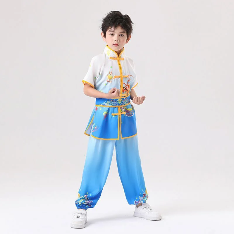 Dziecięcy strój do wushu dla chłopca, kostium do występów Tai Chi, dziecięca odzież do tańca scenicznego, dziecięcy strój do kung fu, dziecięcy uniform do sztuk walki dla dzieci.