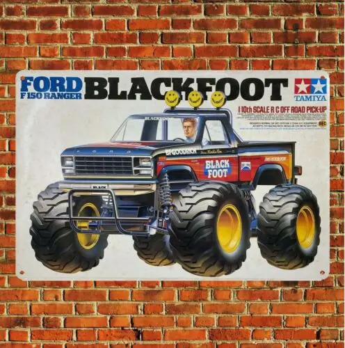 Metal Poster Vintage Rc Car Wall Deco Tin Sign Plaque Tamiya Blackfoot Boxart