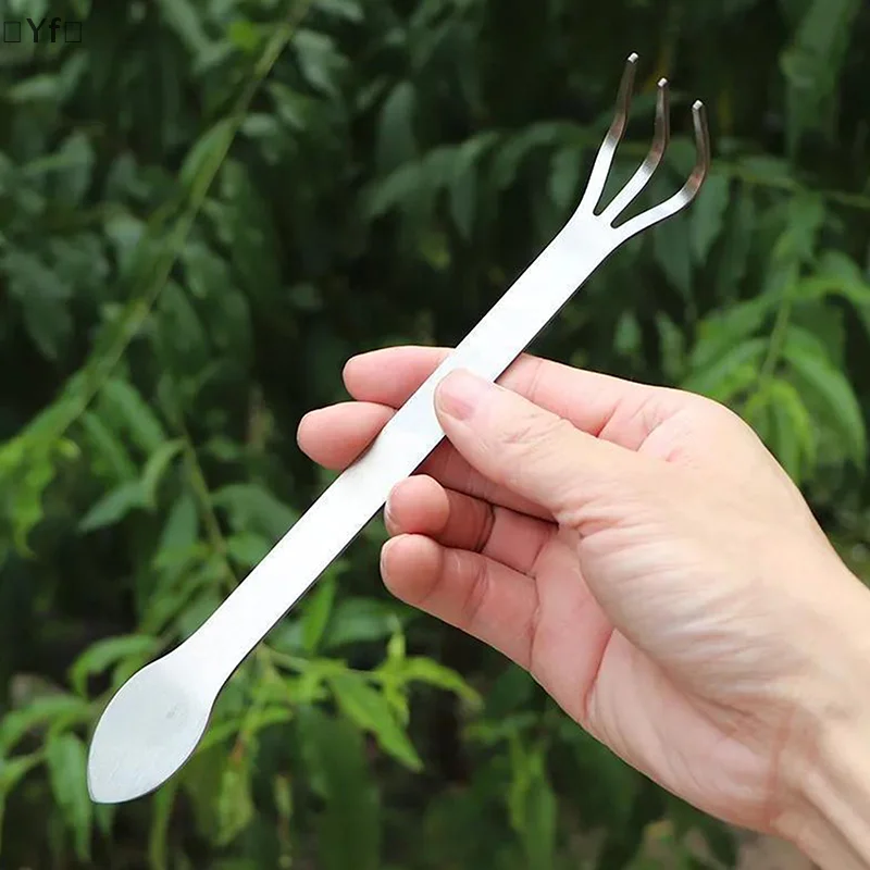 

[YF26] New Stainless Steel Root Rake Bonsai Potted Plants 3-Prong Loosen Soil Tool Handheld Rustproof Rake Home Gardening Tool