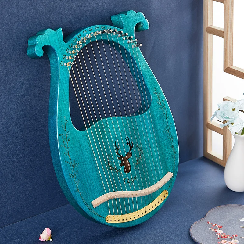 Lyre Harp 16/19 Strings Piano Harp Lyre Harp Wooden Mahogany Musical Instrument Lyre Harp With Tuning Wrench Spare Strings