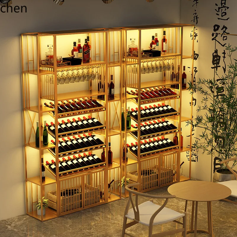 

HYS Wine Cabinet Display Rack Iron Art Floor-standing Wine Display Creative Multi-layer Wine Rack Storage Rack