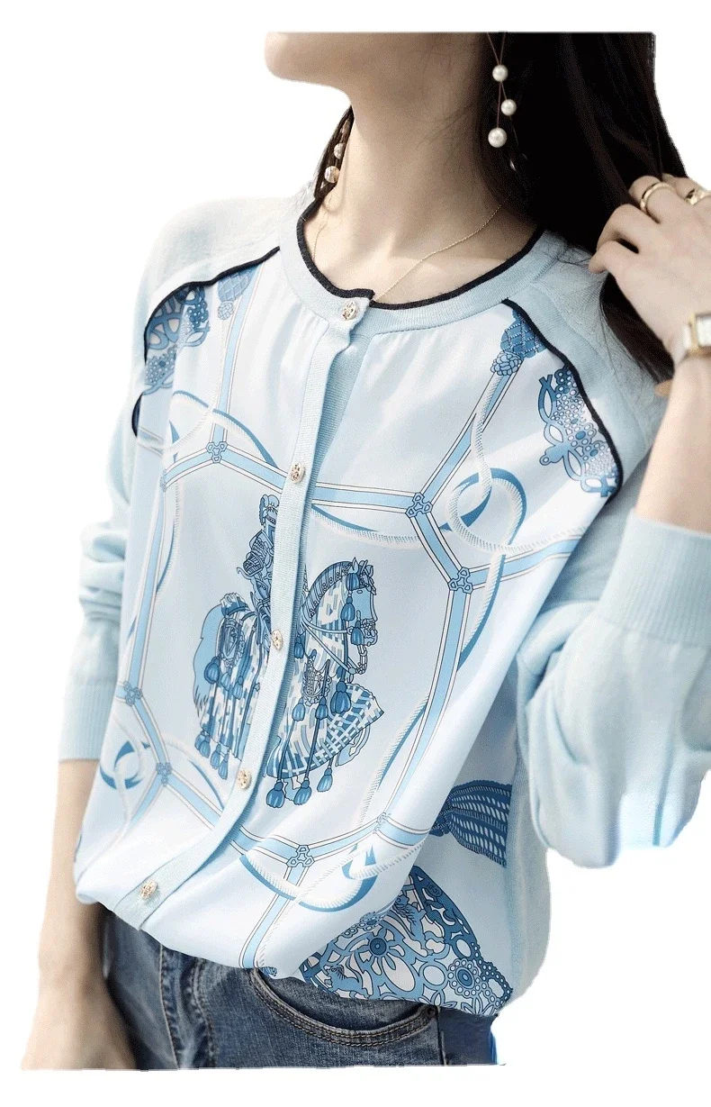 Spring Women Print Cardigans Lady\'s Air-condition Tops Women  Tops for Women Full Sleeves Sweaters