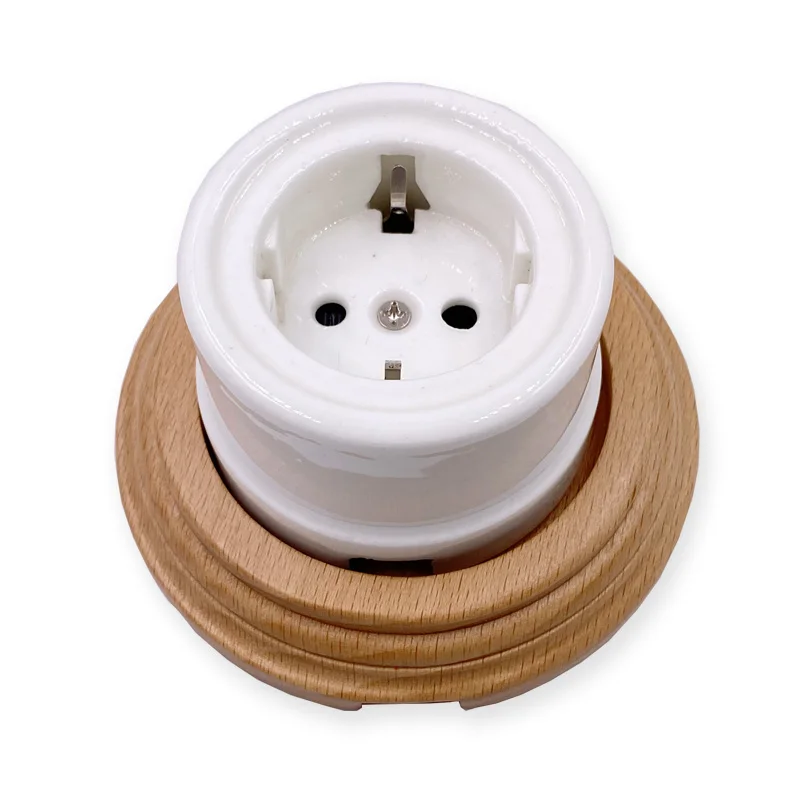 High Quality Wall Light Retro Ceramic Knob Rotary Switch EU Socket White