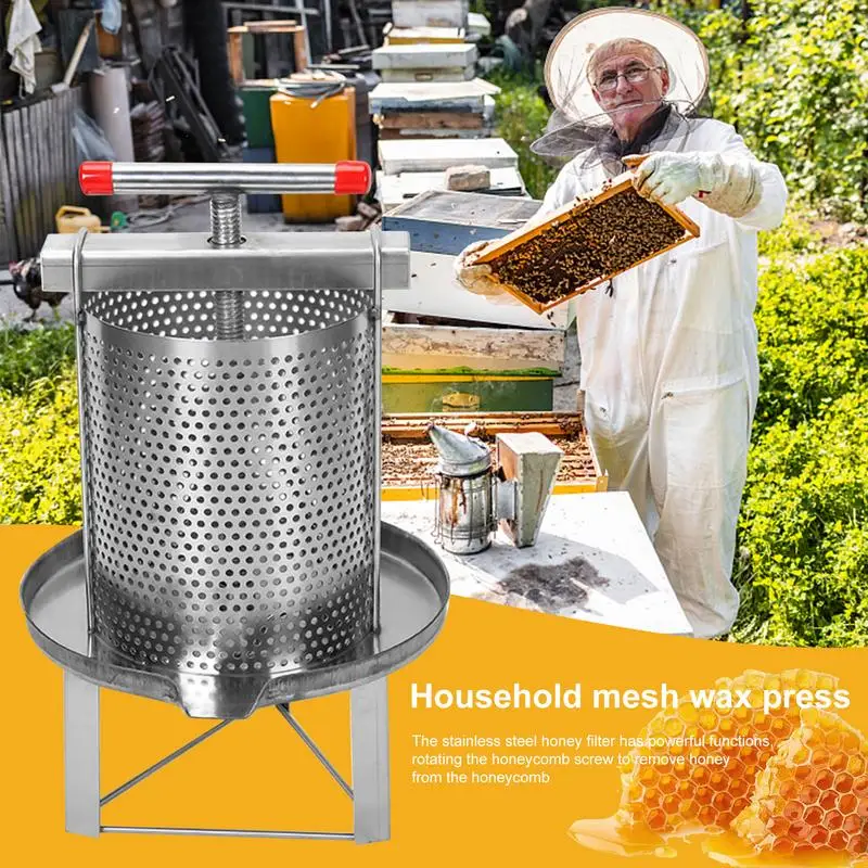 Honey Press Uniform Mesh Honey Press Machine Stainless Steel With 3 Honey Filters Manual Honey Harvesting Equipment For Honey