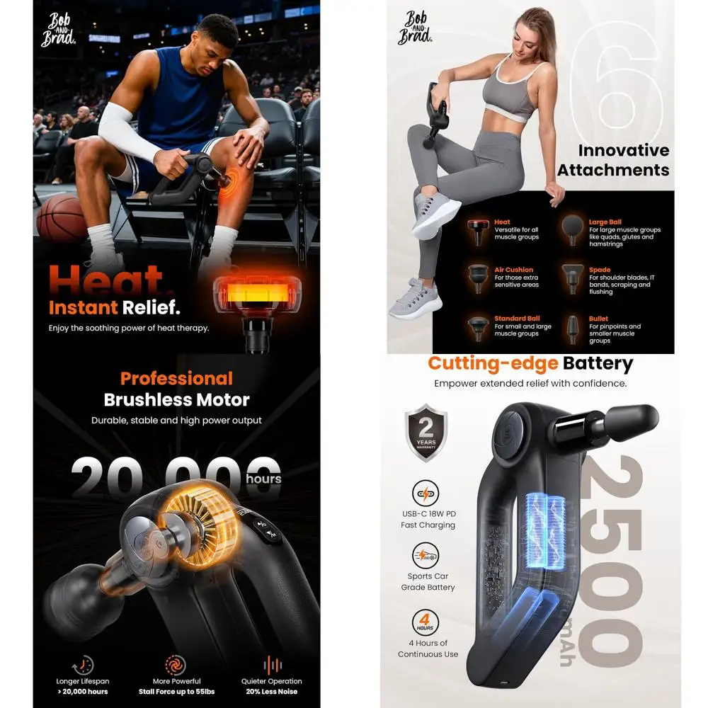Heat-Enabled Deep Tissue Massage Gun, HSA-Eligible, 1m Amplitude Muscle Therapy Device