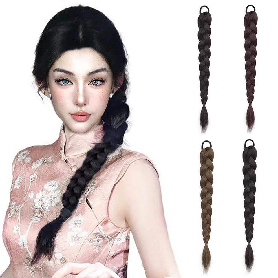 

Synthetic Braided Ponytail Wig High Elastic Rubber Band Tied To Women's Ponytail Hair Accessories Natural Hair Extension Piece