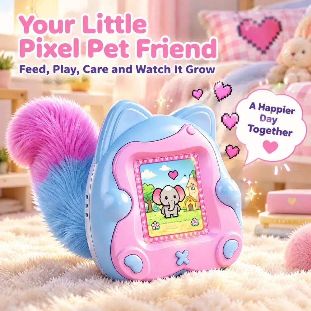 Puzzle Color Screen Electronic Pet Machine Compact Mini Virtual Pet Keychain Educational Portable Pet Game Console Kids