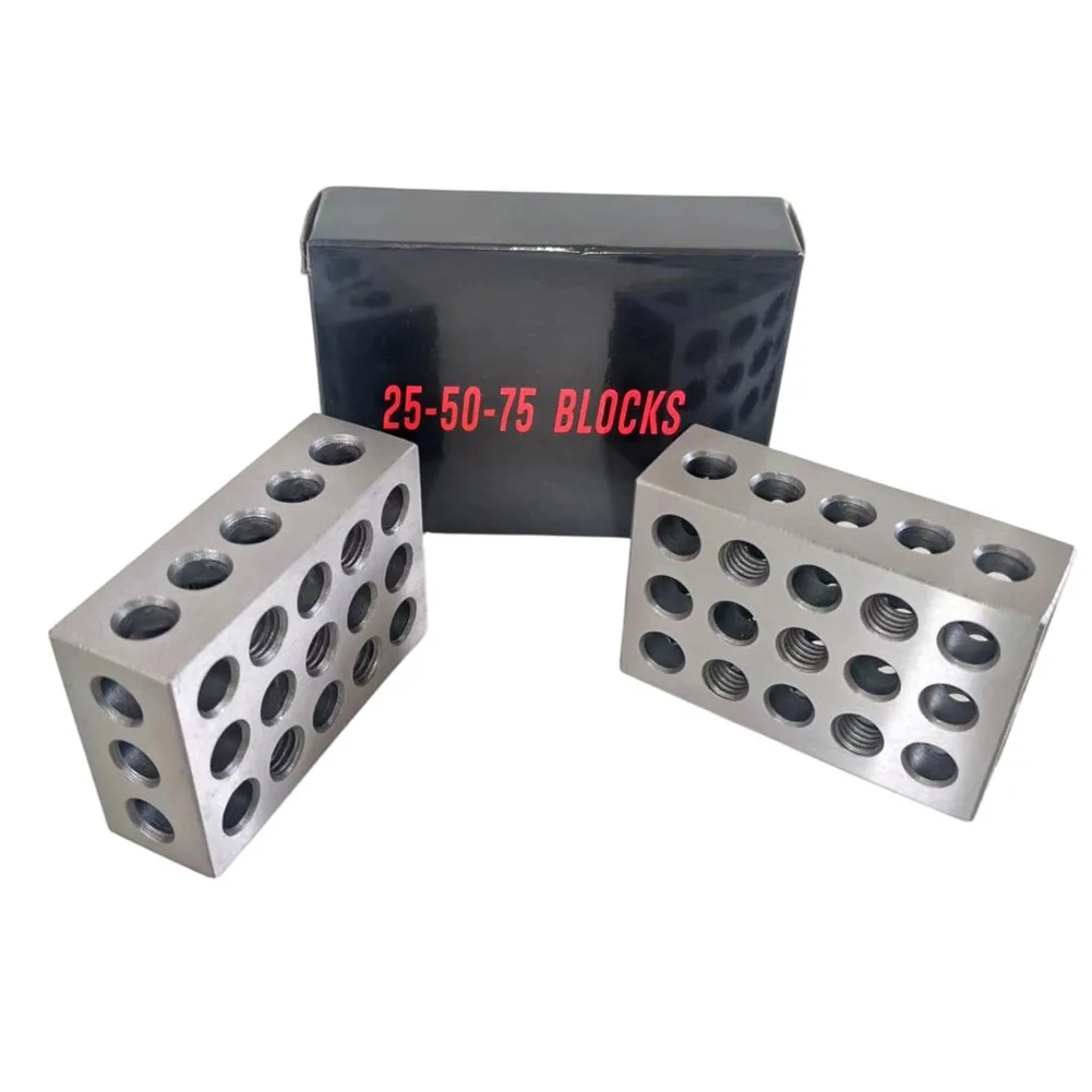 25x50x75mm Steel Setup Blocks Set Matched Pair 23 Holes With M10 Threads For Metalworking Woodworking Clamping Tool