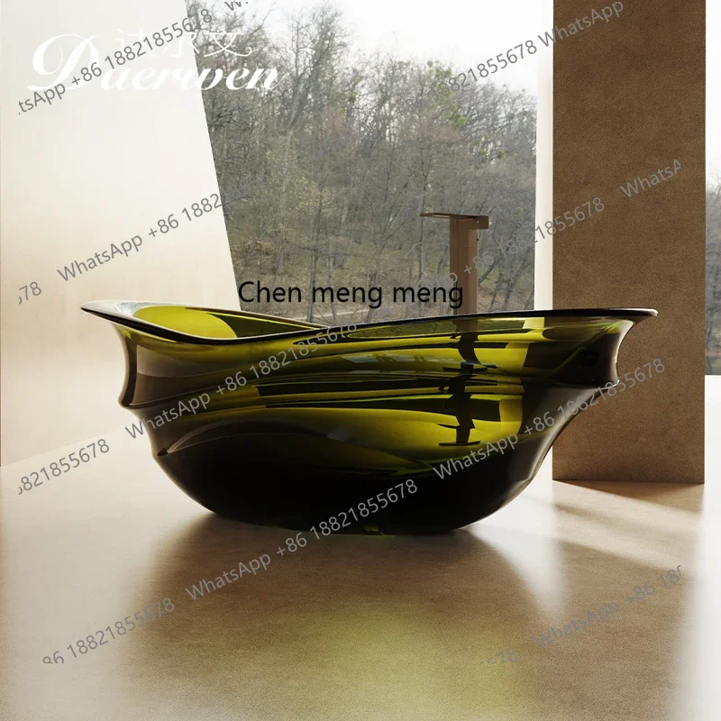 YL Transparent crystal resin bathtub Color high-end integrated independent bathtub Special-shaped artificial stone bathtub