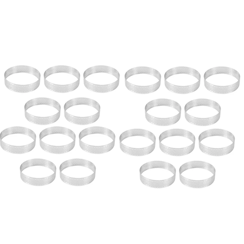 

ABFU-20 шт. 8 см круглые кольца для пирогов с отверстиями из нержавеющей стали, фруктовый пирог, квитанция, форма для торта, мусса, кухонная форма для выпечки, кольца