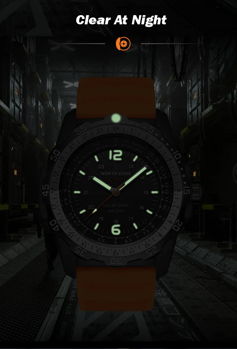 North Edge EVOQUE2 Outdoor Electronic Watch - Solar Waterproof Luminous Speed Dial for Active Lifestyle