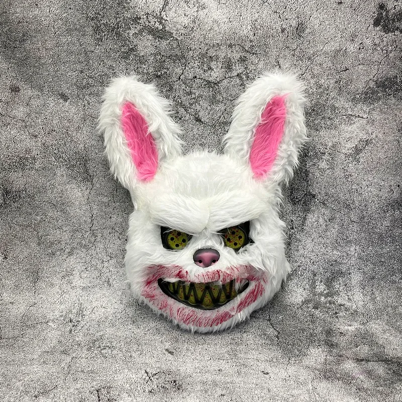 Halloween Cosplay Party Luminous LED Light Face Mask Make-up Horror Rabbit Bear Mask Headgear Cartoon Animal Carnival Head Cover