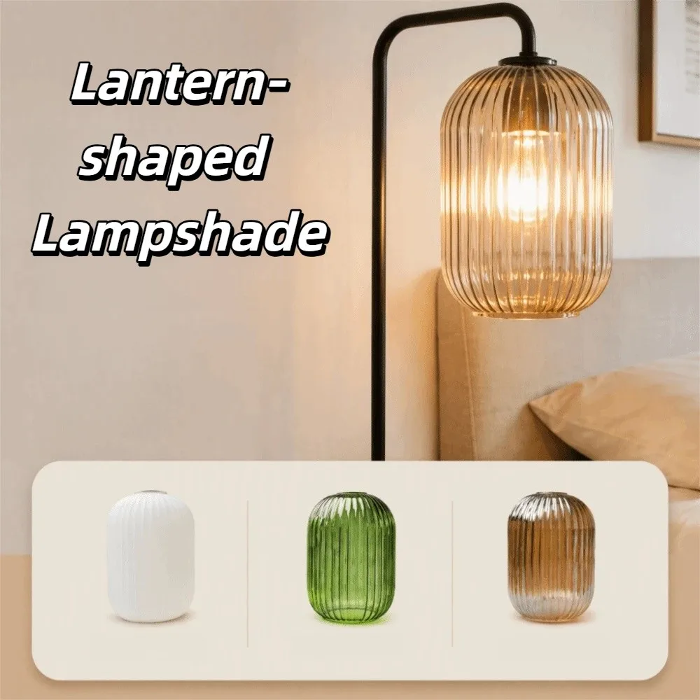 Decorative Cover Striped Glass Lamp Shade Vertical Striped Lantern Shaped Chandelier