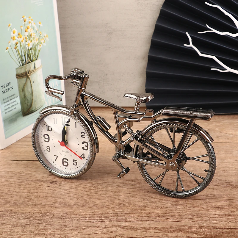 Vintage Arabic Numeral Bicycle Shape Creative Table Alarm Clock Home Decor Room desktop Decoration Crafts Gift