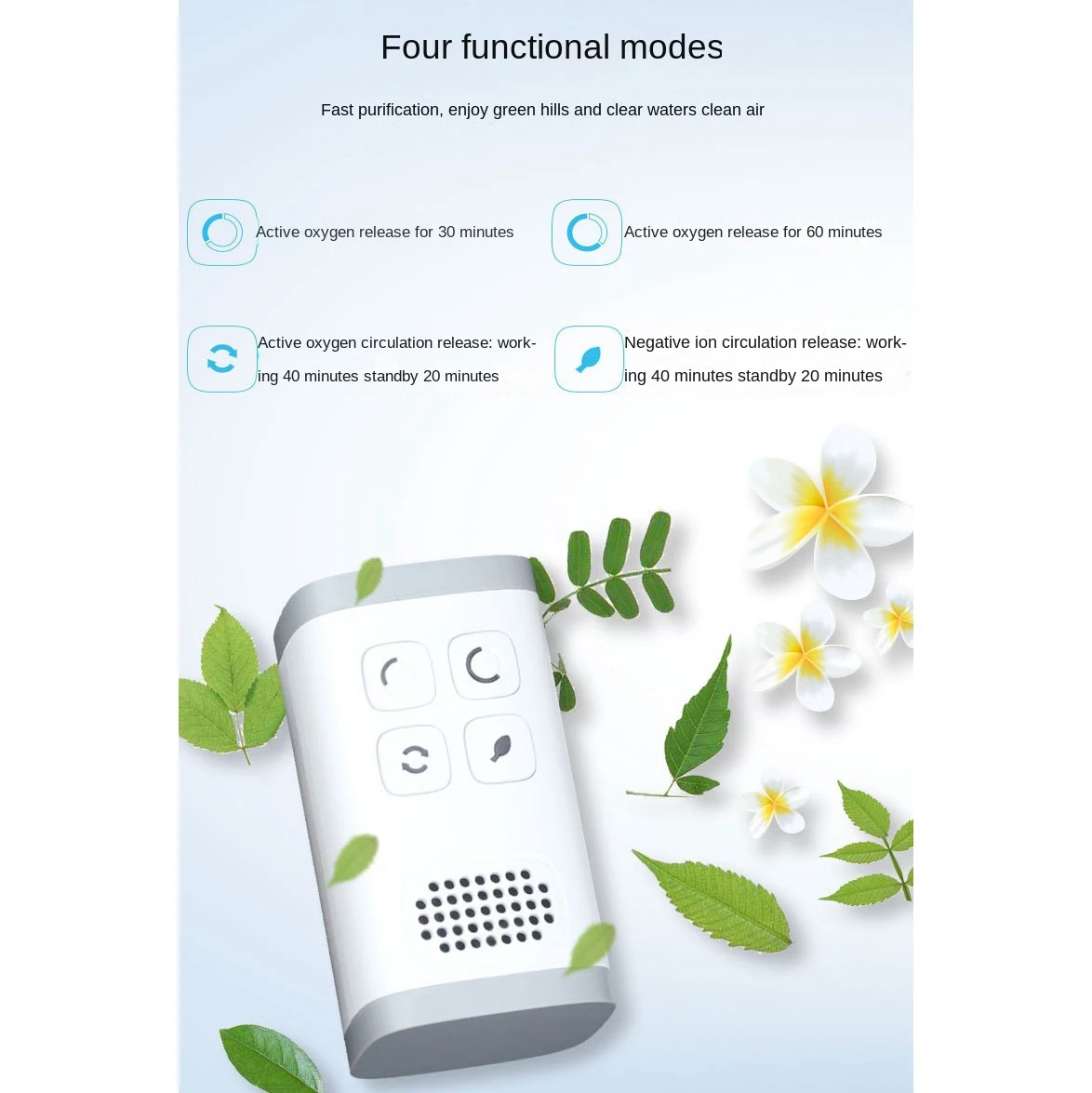 Y15AMini Air Purifier Ozone Generator Purification Home Bathroom Toilet Deodorizer Pet Deodorizer Air Ionizer US Plug