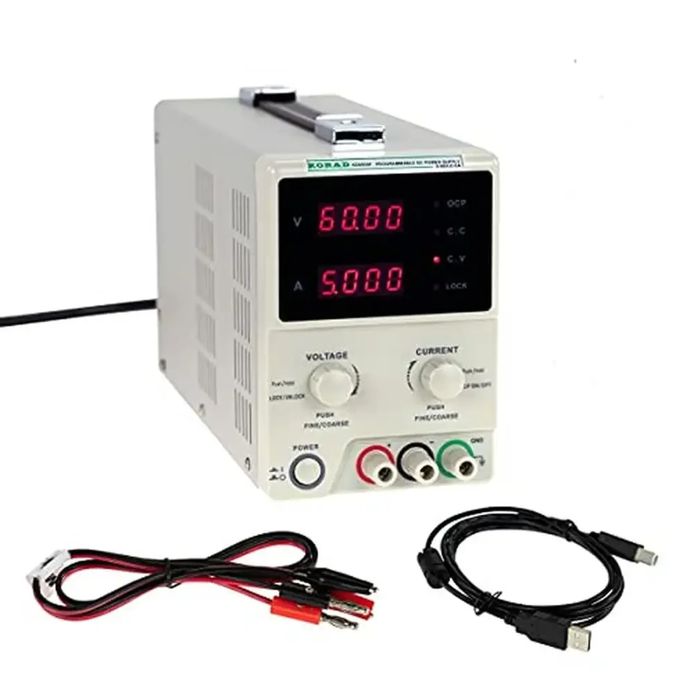 Programável Precisão Variável DC Fonte de Alimentação, Lab Grade, Dual Display Controls, Switchable, Lock Feature, 60V, 5A, 110V, 220V