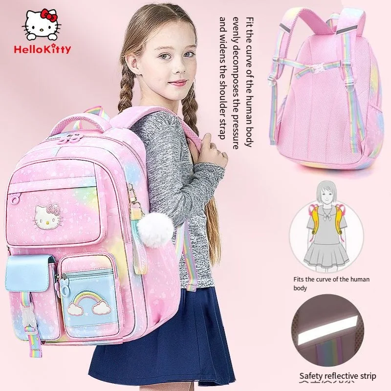 

Sanrio Girl Student Bag Hello Kitty Stuff Anime Figure Kawaiichild Student School Supplies Backpack High Capacity Travel Bag Hot