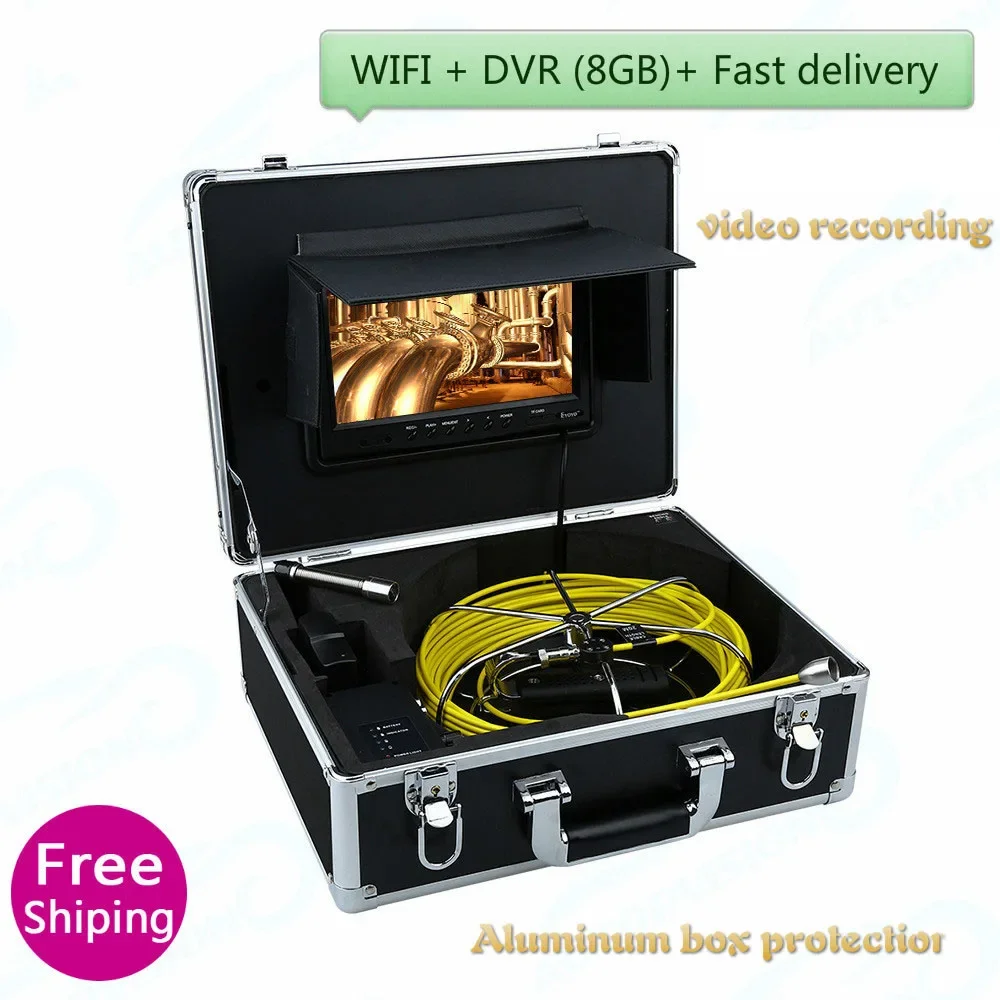 100m Cable Long Battery 7inch TFT LCD IP68 Waterproof Drain Sewer Inspection Equipment Endoscope Camera with Portable Carry Case