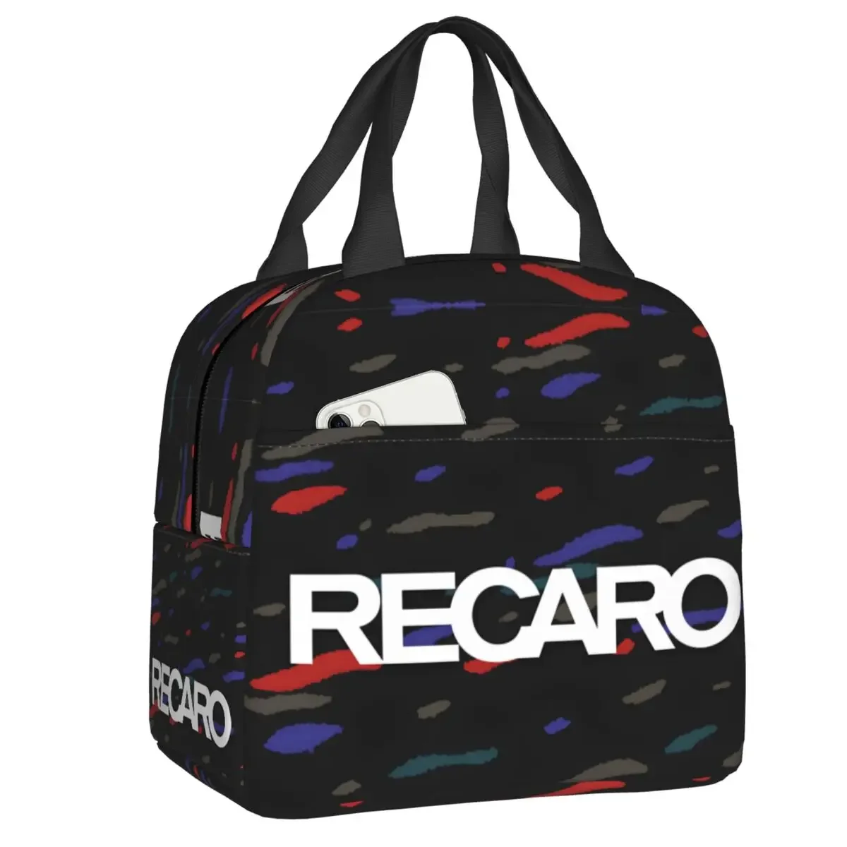 Custom Seat Houndstooth Upholstery Pattern Recaros Lunch Bag Men Women Warm Cooler Insulated Lunch Boxes for Kids School