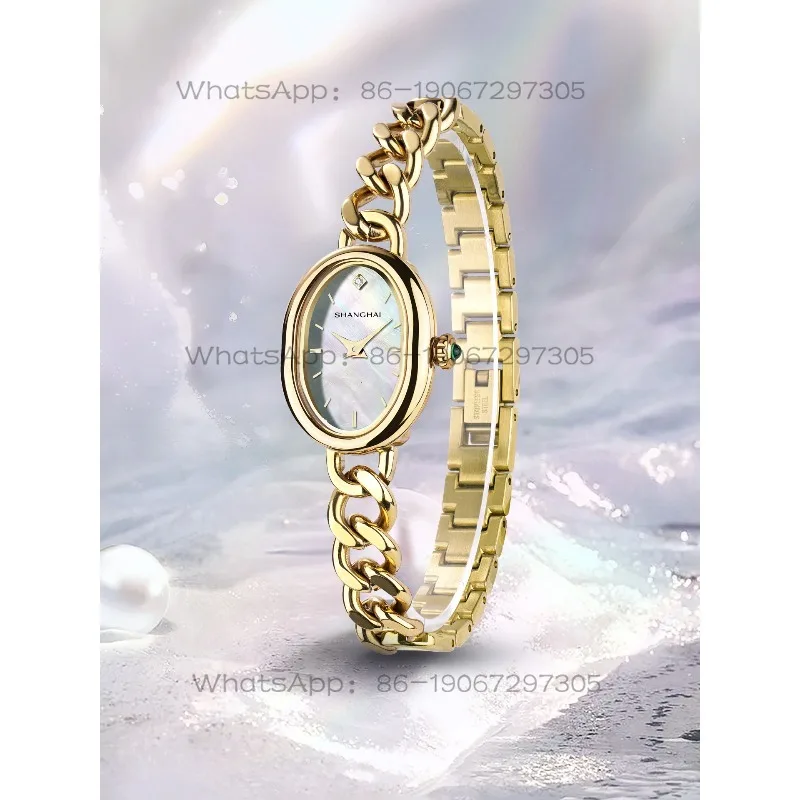 

Time Island Watch 1 Store Shanghai Light Light Light Luxury Small Gold Quartz Women's Watch Small Green Watch