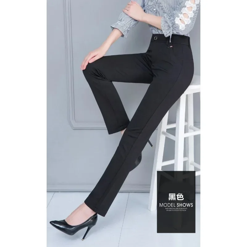 Spring Autumn Office Stretch Straight Pants Korean Formal High Waist Pantalones Fashion OL Oversize Mom Trousers New N241