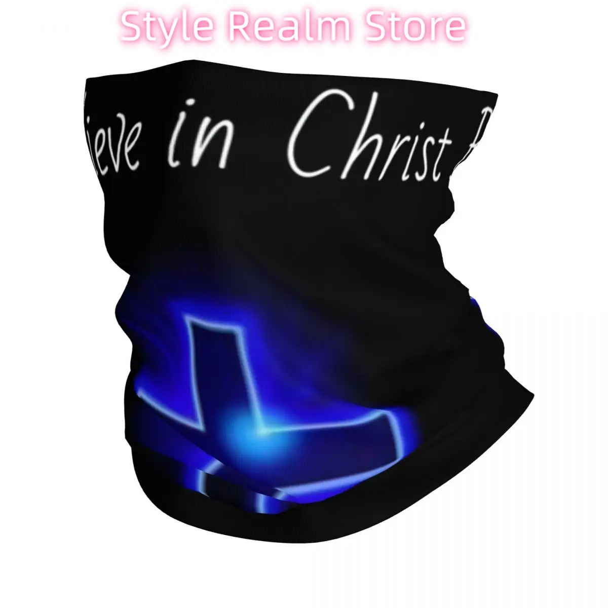 

Custom Believe Jesus Christ Bandana Neck Gaiter for Ski Running Women Men Wrap Scarf Balaclava Warmer