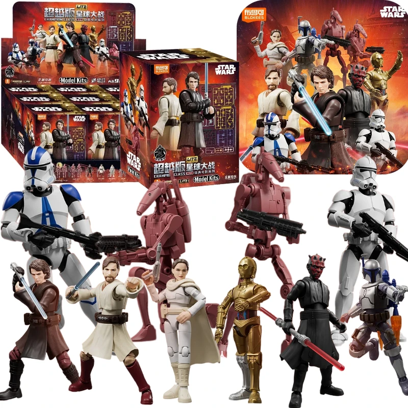 Blokees Star Wars Anakin Skywalker Obi Wan Kenobi C3PO Darth Maul Jango Fett B1 Figuras de Acción con Articulaciones Móviles, Juguetes Coleccionables
