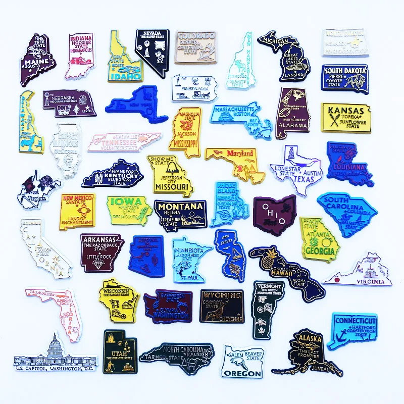 

United States Travelling Souvenirs PVC Maps of Every State of America New Jersey Utah Kentucky Fridge Stickers Christmas Gifts