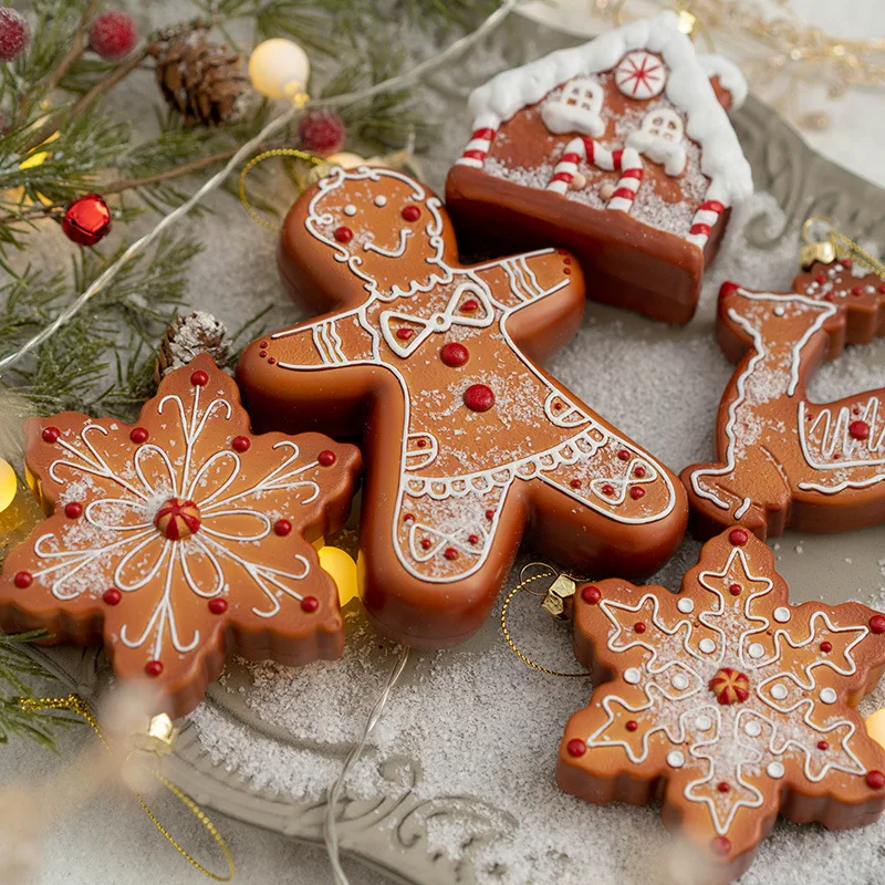 Creative Christmas Tree Decoration Pendant Biscuit Man Snowflake Deer Gingerbread Man Pendant Christmas Decoration Pendant