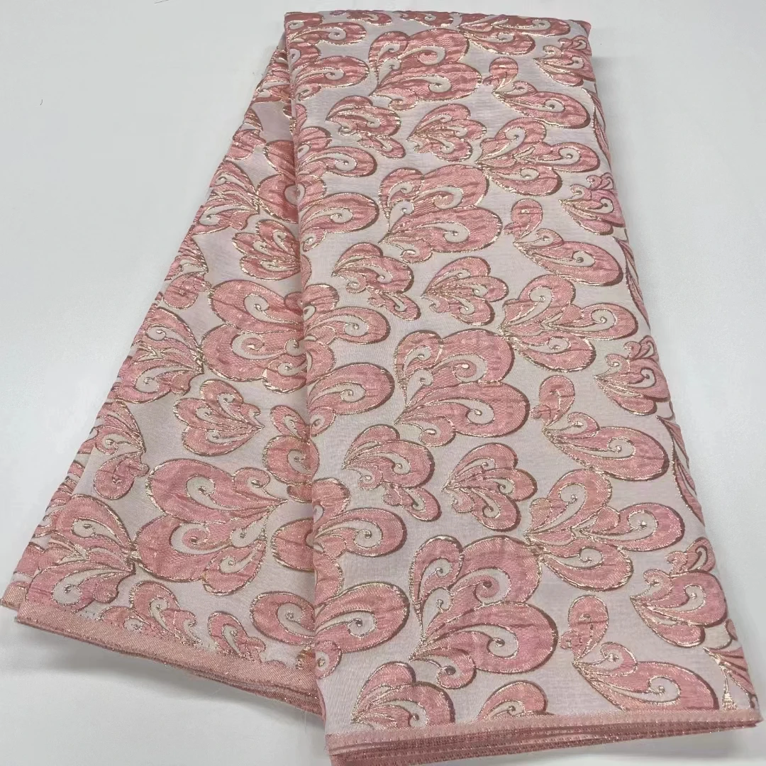 

5Yards Brocade Jacquard Lace Fabrics Damask Fabrics Latest Nigerian Gilded Lace Fabrics Luxury for Women Evening Dresses