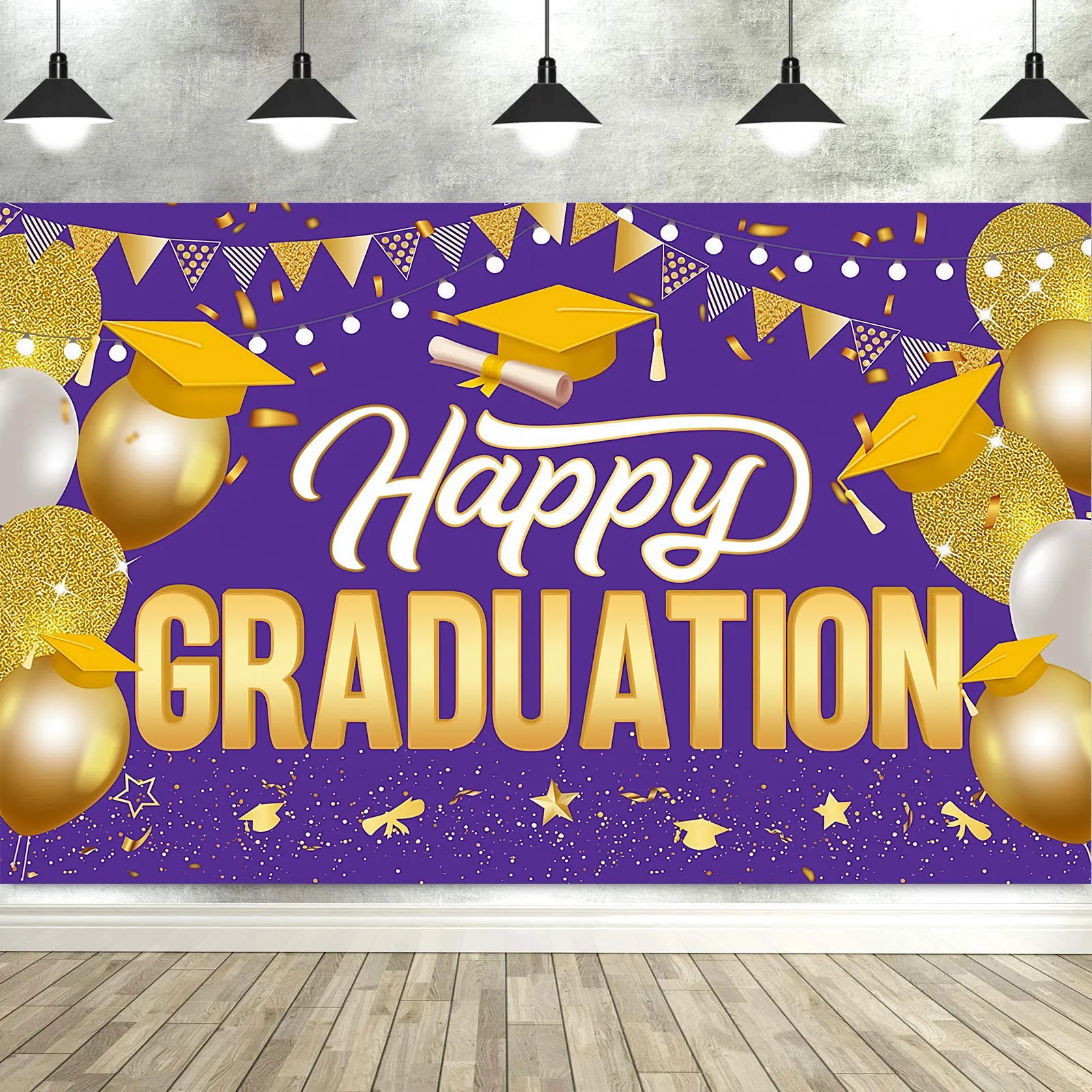 

Class of 2025 Backdrop Black Gold Glitter Graduation Party Background Congrats Grad Cake Table Decoration Photo Booth Props