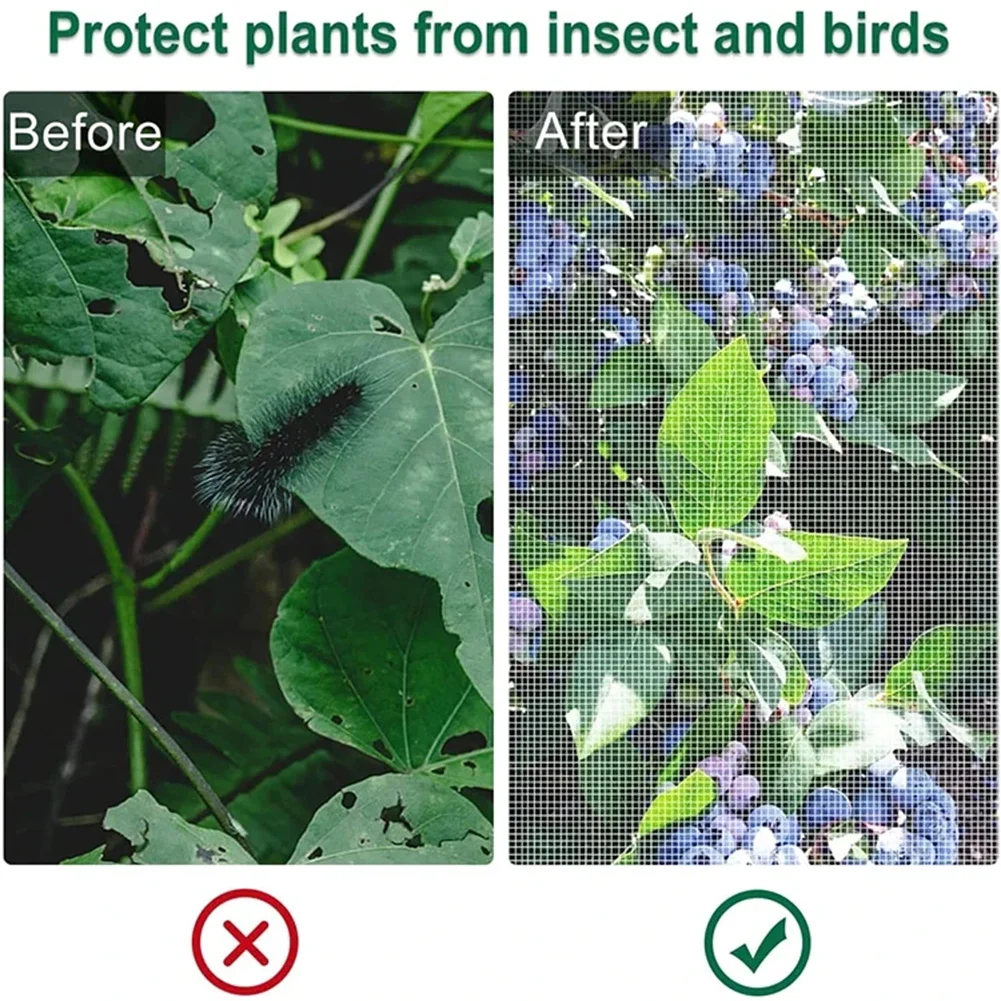 2 Pack 8x32Ft Row Cover Mesh Netting Insect Pest Barrier Bird Netting Protection Net for Protect Your Plant Fruits Flower