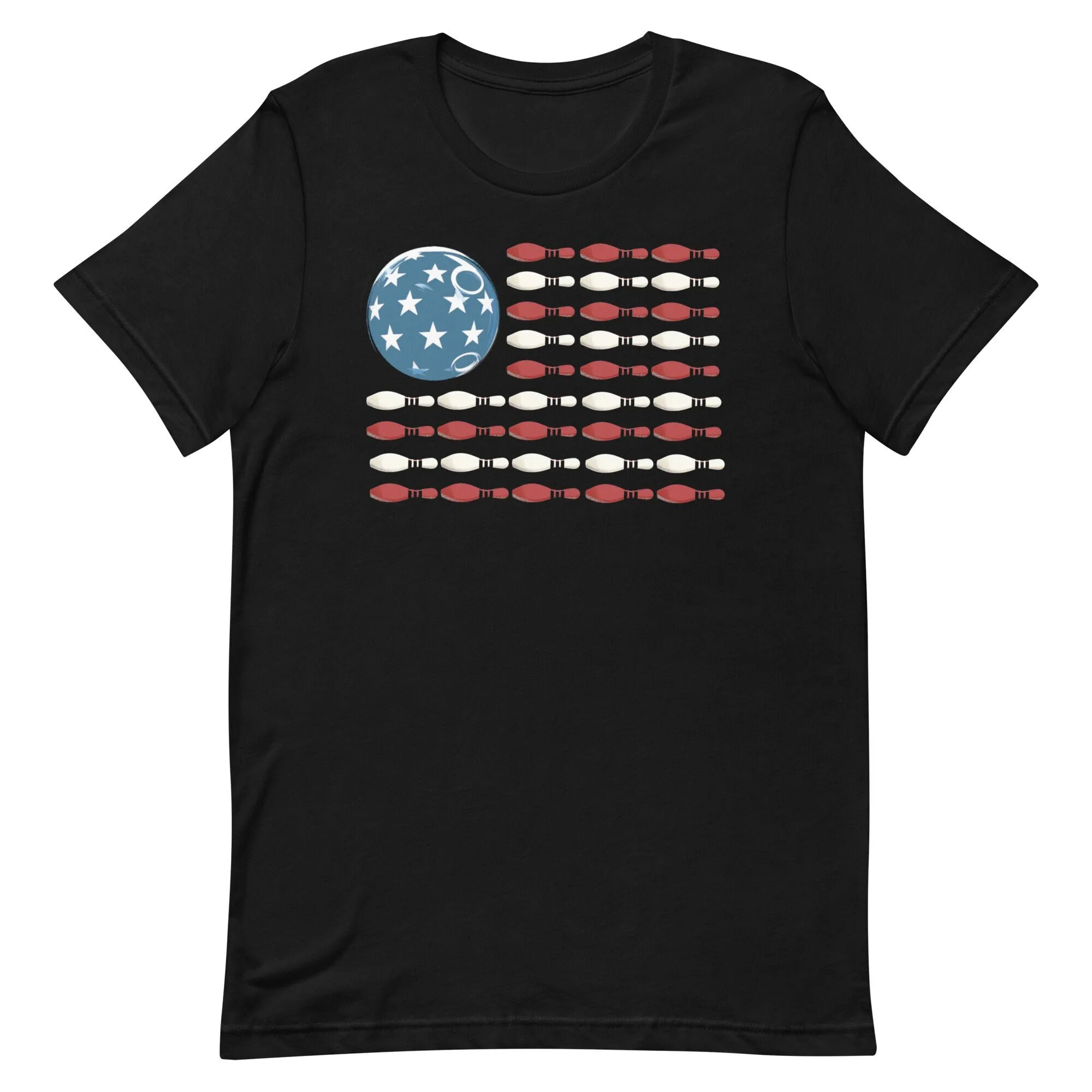 Patriotic American Flag Retro Ten Pin Bowling T Shirt