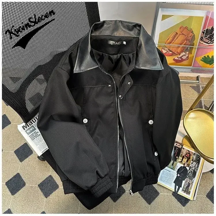 American vibe design jacket for men in spring and autumn new handsome trendy brand clothes loose lapel bomber jacket y2k ins emo