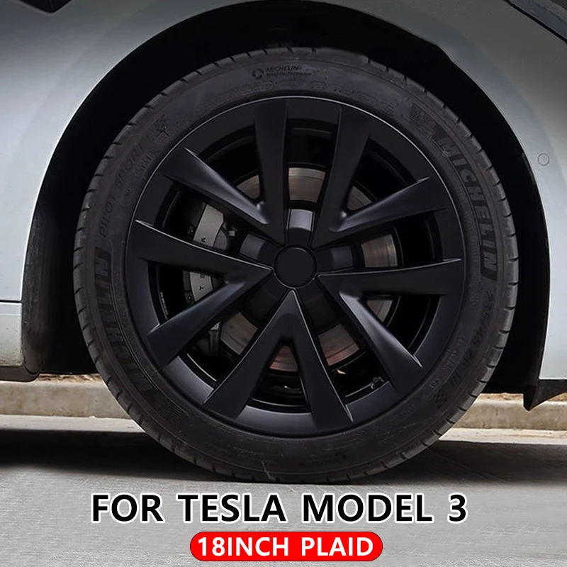 

For Tesla Model 3 2019-2023 Car HubCap18-Inch Plaid Performance Replacement Wheel Cap Automobile Hub Cap Full Rim Cover 4PCS