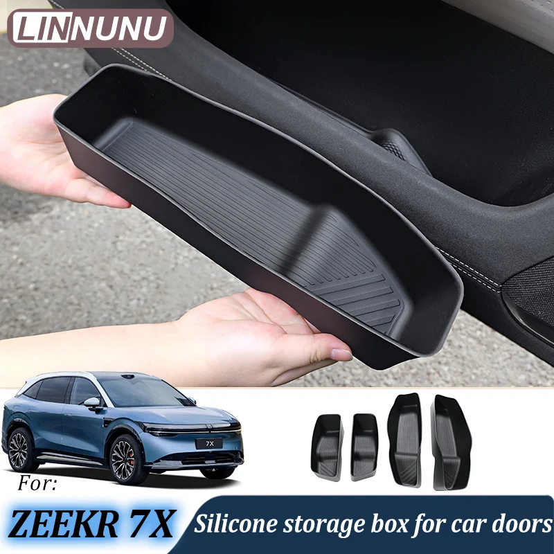 

LINNUNU силиконовый ящик для хранения дверей автомобиля для Zeekr 7x 2025 2026, аксессуары для салона автомобиля, водонепроницаемый, грязеотталкивающий, снижает шум