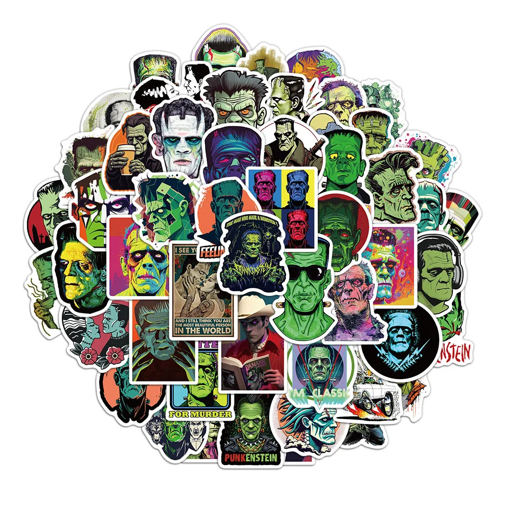 52PCS Frankenstein Monster Stickers Cartoon Account Materials Phone Cases Laptop Suitcases Water Cups Waterproof Stickers