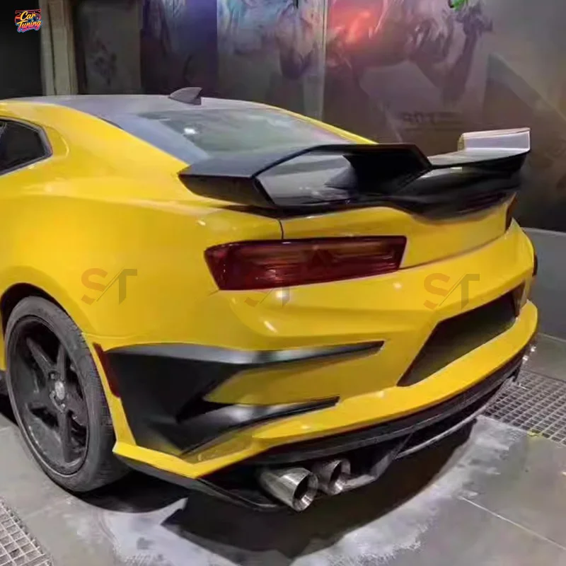 Suitable for Chevrolet Camaro sixth generation carbon fiber rear spoiler, Bumblebee Transformers modified double-layer spoiler view 2