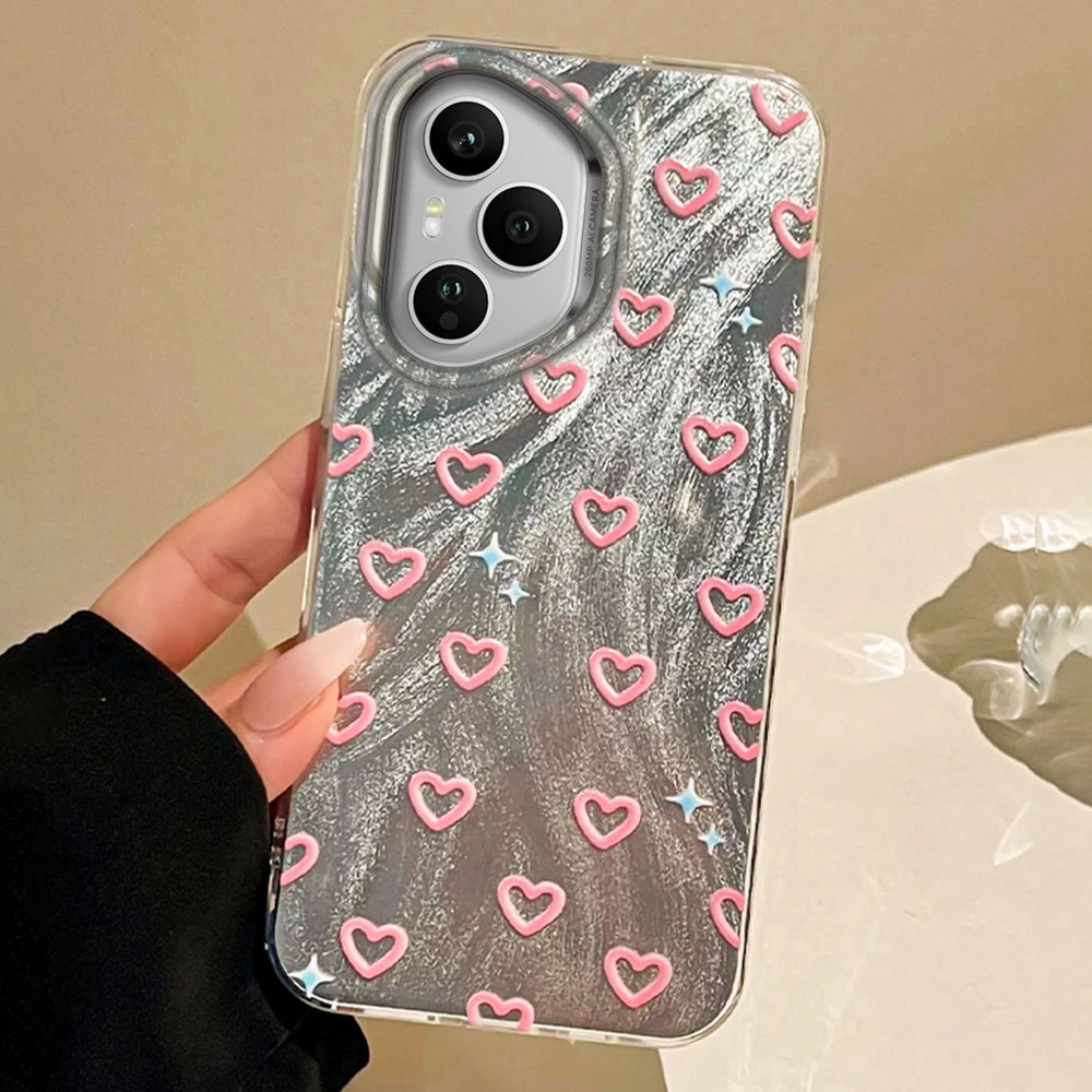 Koreanische Rosa Herz Frauen Telefon Fall Für Honor 400 200 90 Smart Pro Magie 7 6 5 70 Lite X9a X9c X9b X8a X8b X6c X7b X7c X6b Abdeckung