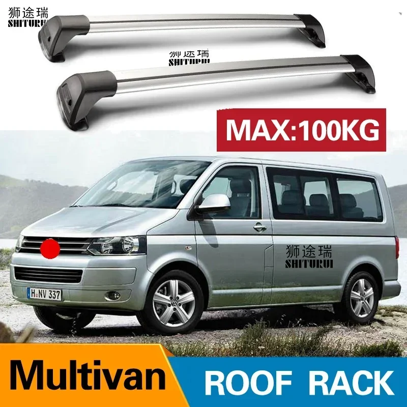 2 pcs For VOLKSWAGEN Multivan Caravelle T5 T6  roof bar car special aluminum alloy belt lock Led shooting ROOF RACK CORSS rack