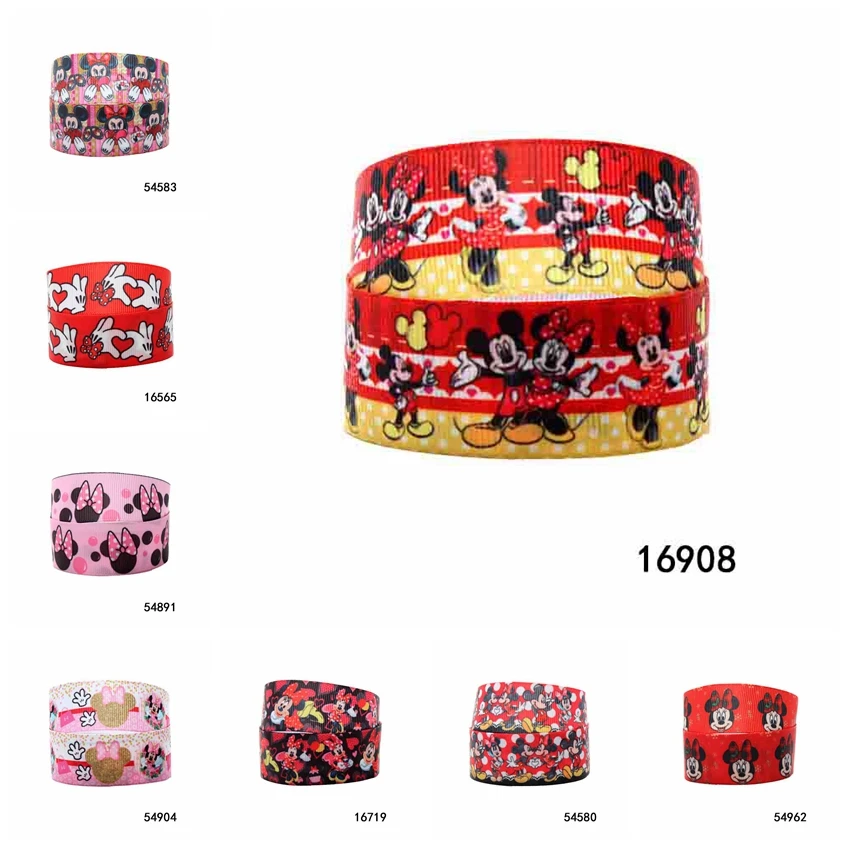 

( 50yards) Disney Minnie Ribbon Grosgrain Head Band 25mm for DIY Cheer Bows Girl Heawear Hairbows Crafts