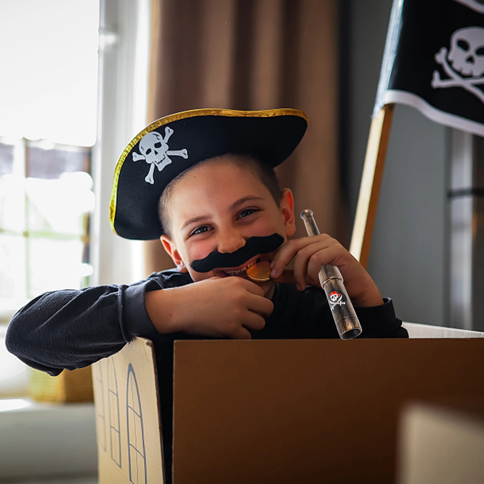 

6Pcs Pirate Theme Telescopes Vibrant Design Easy Carry Travel Use Kids Teens Learning Props Pirate Telescope Monocular Telescope