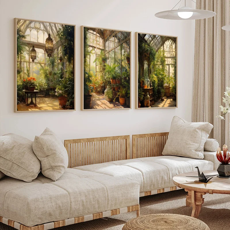 Renaissance Greenhouse Art Plant Garden Classic Retro Poster Canvas Paintings Wall Art HD Pictures For Living Room Home Decor