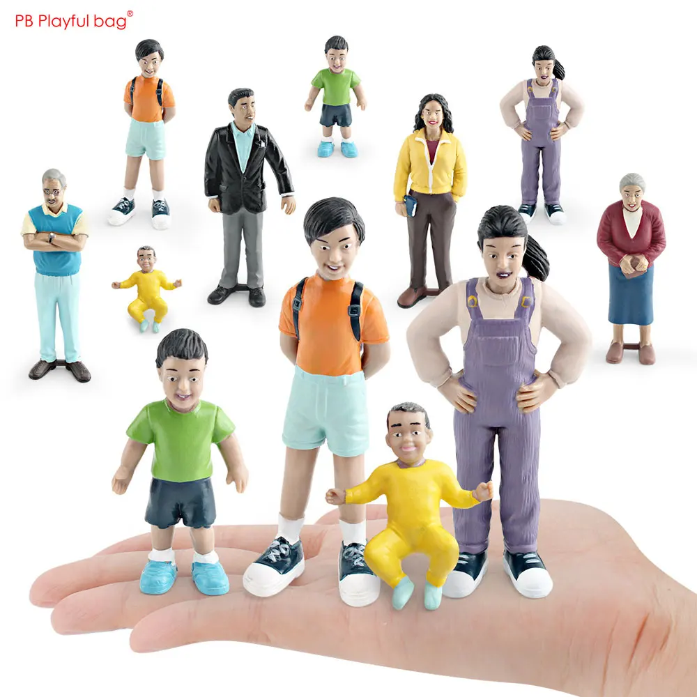 Spanish Family Character Model PVC Sand Table Dolls Grandparents Parents Boy Girl Miniature Figurine Toy Ornaments HG131