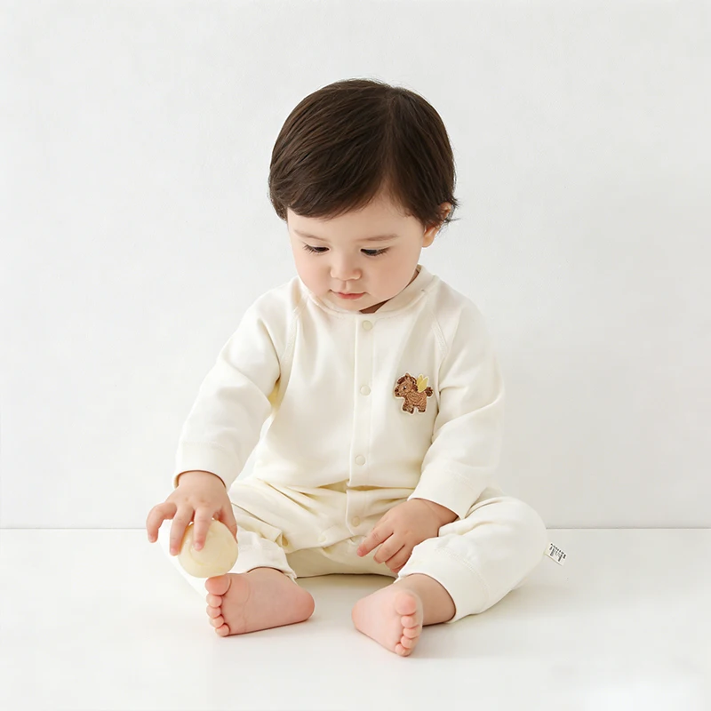 Infant Clothing Spring and Autumn Jumpsuit for Young Children, Pure Cotton Seamless Baby Long-Sleeve Early Spring Outdoor Newborn Romper