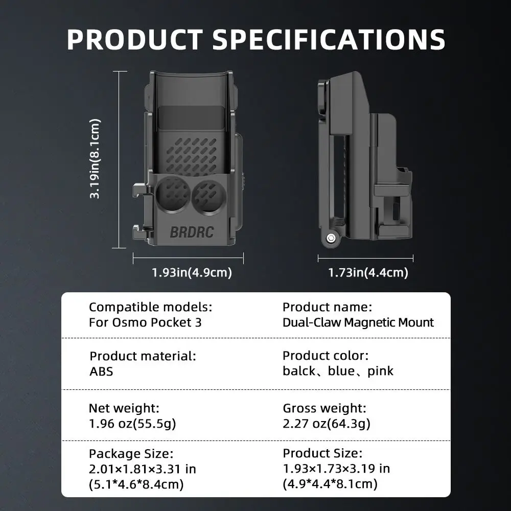 Adjustable Magnetic Mount Dual-Claw Connector Foldable Desktop Base Bracket with Cold Shoe Mount for DJI Osmo Pocket 3