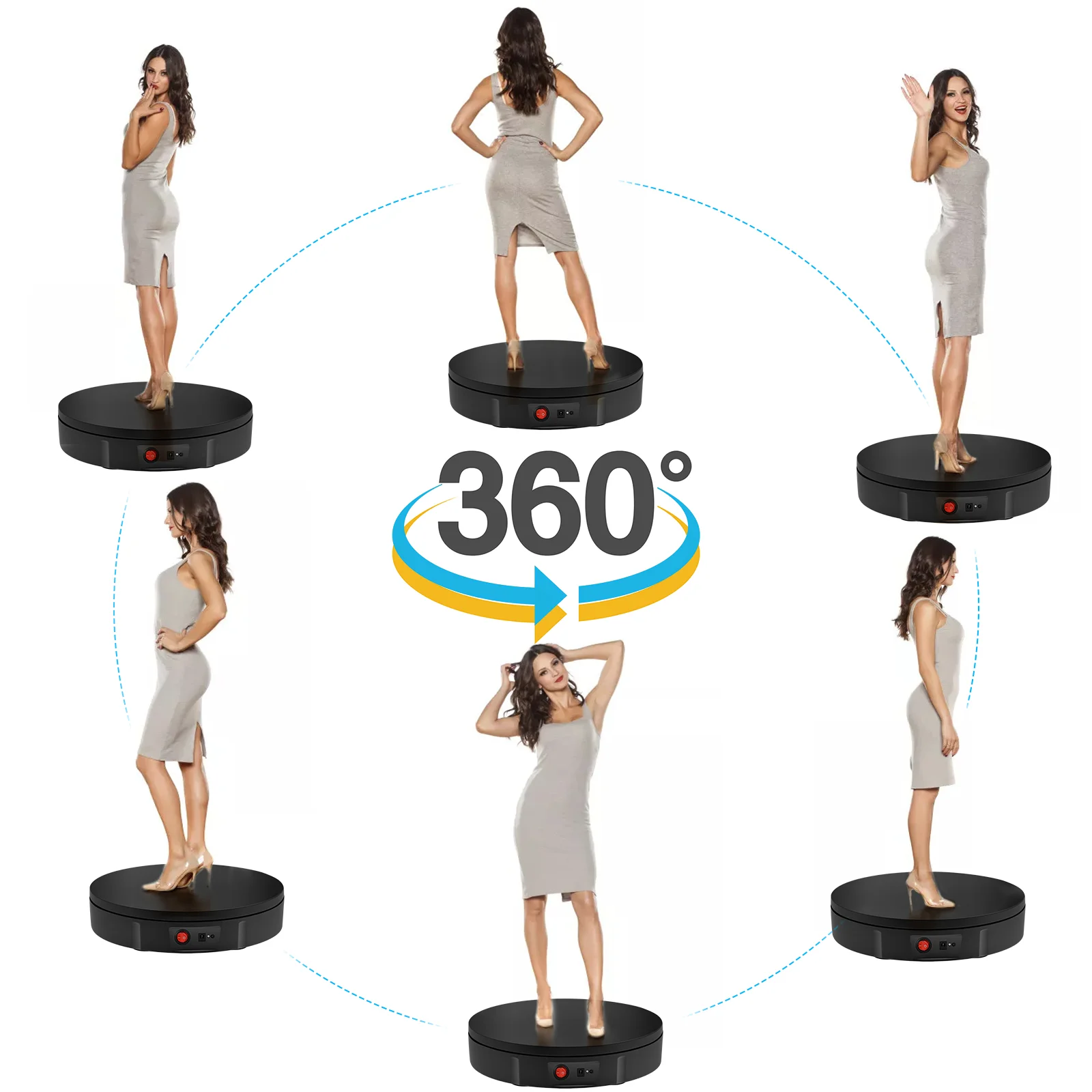 

30cm Electric Rotating Display Table 30cm 100kg Load Capacity Turntable Display Stand for Jewelry