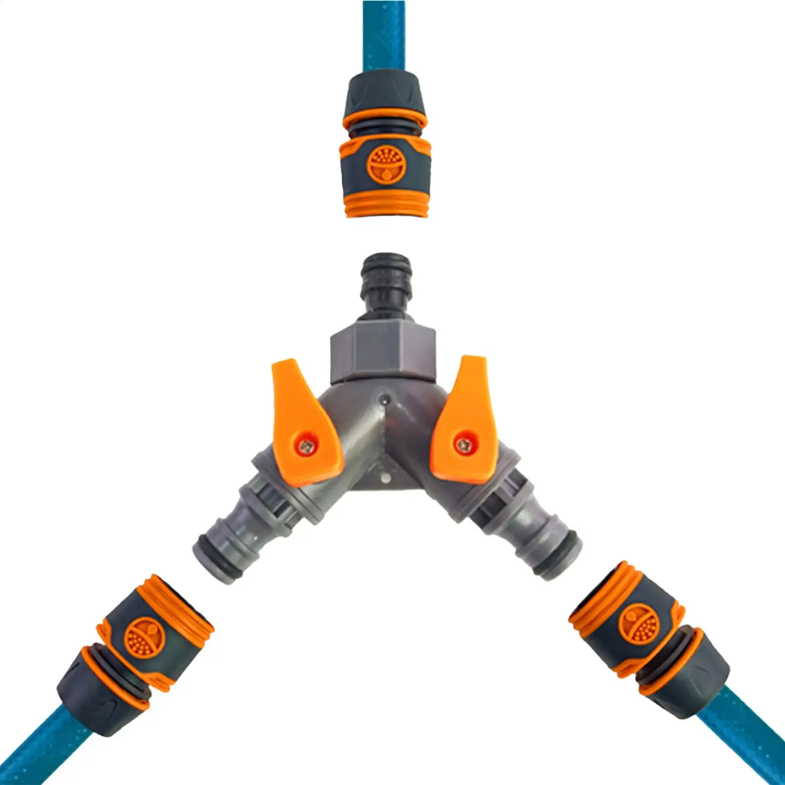Hose Splitter Heavy Duty Quick Connect Three-way Adapter with Shutoff Valves Garden Hose Adapter for Irrigation System Drip ﻿