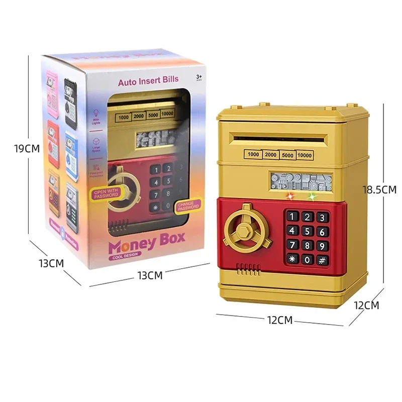 Pretend Play Creative Bank Automatic Mini Safe Coins Cash Saving Password Counter Code Lock Piggy Bank Kids Money Banking Toys